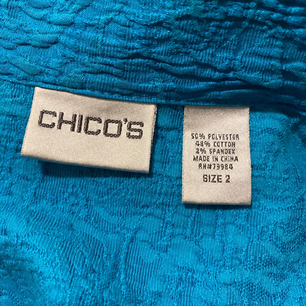 Peacock Blue Rose Printed 90s Jacket - Picture 5 of 7
